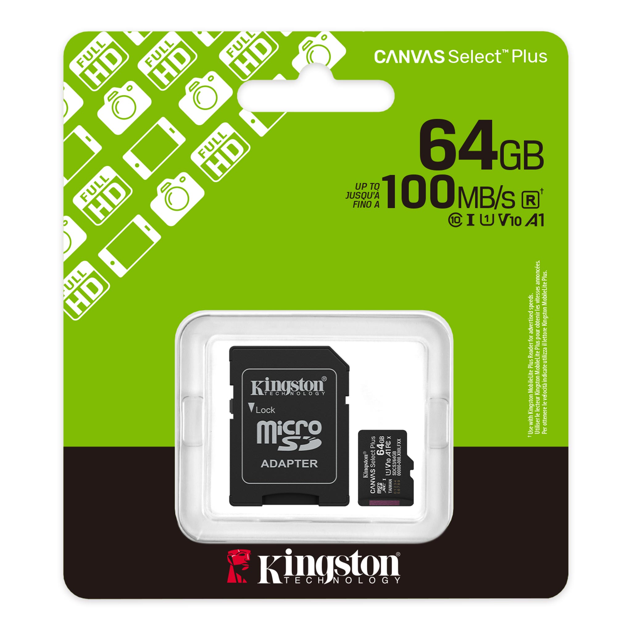 64GB MICROSD KINGSTON CANVAS SELECT PLUS 100MBS