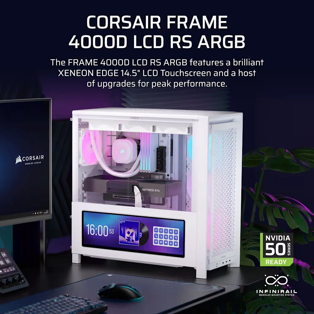 CASE CORSAIR 4000D LCD RS ARGB PREMIUM WHITE 4X FAN - Imagen 4
