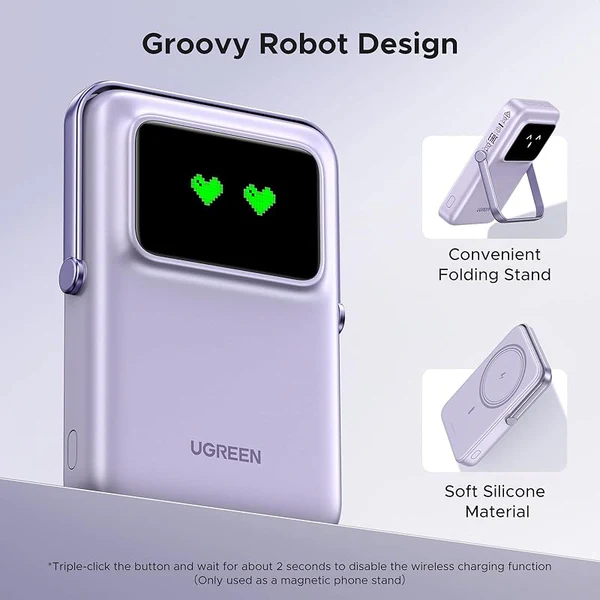 POWER BANK MAGNETICO UGREEN UNO PB572 PURPLE 10000MAH 20W - Imagen 5