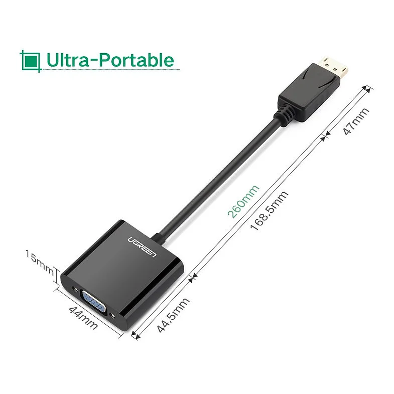 ADAPTADOR DISPLAY PORT MACHO A VGA HEMBRA UGREEN DP109 - Imagen 7