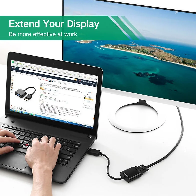 ADAPTADOR DISPLAY PORT MACHO A VGA HEMBRA UGREEN DP109 - Imagen 5