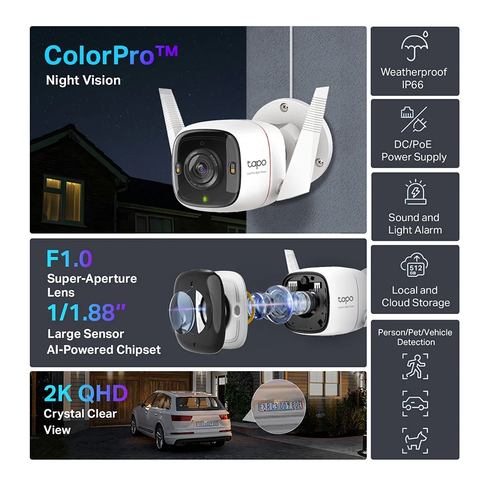 CAMARA DE SEGURIDAD TP-LINK TAPO C325WB 2K COLORPRO NIGHT VISION - Imagen 8