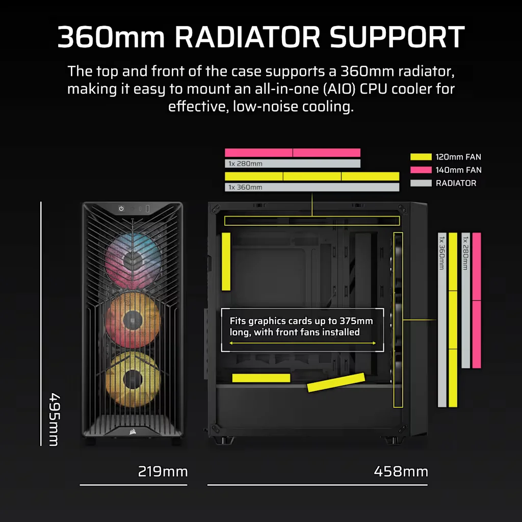 CASE CORSAIR 3200D RS ARGB BLACK 3X FAN - Imagen 6