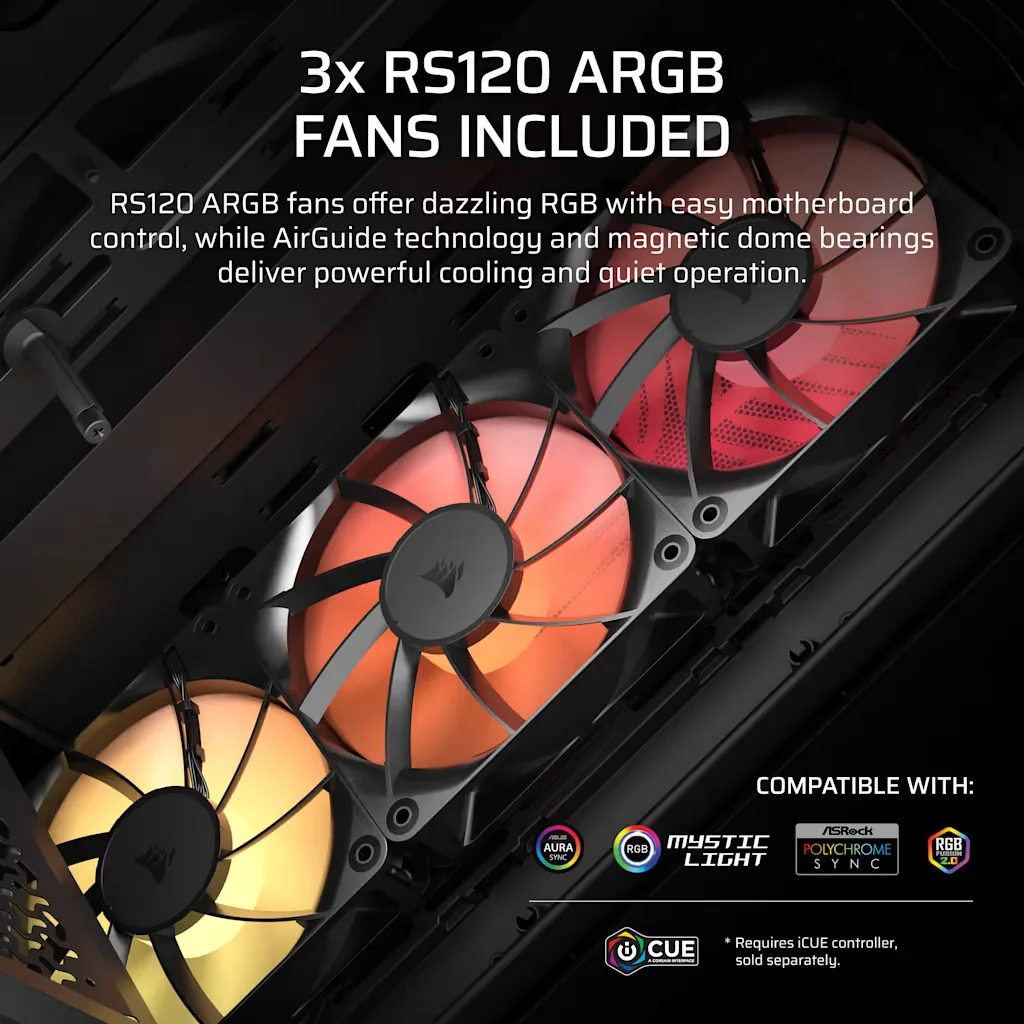CASE CORSAIR 3200D RS ARGB BLACK 3X FAN - Imagen 8