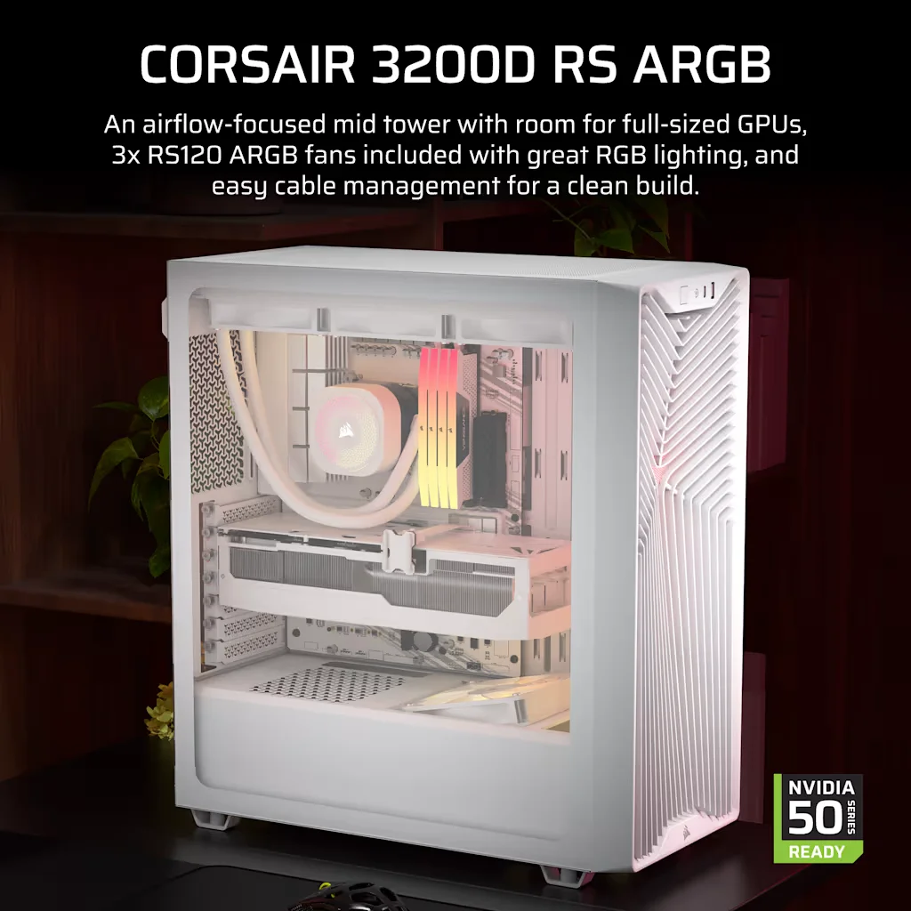 CASE CORSAIR 3200D RS ARGB WHITE 3X FAN - Imagen 5