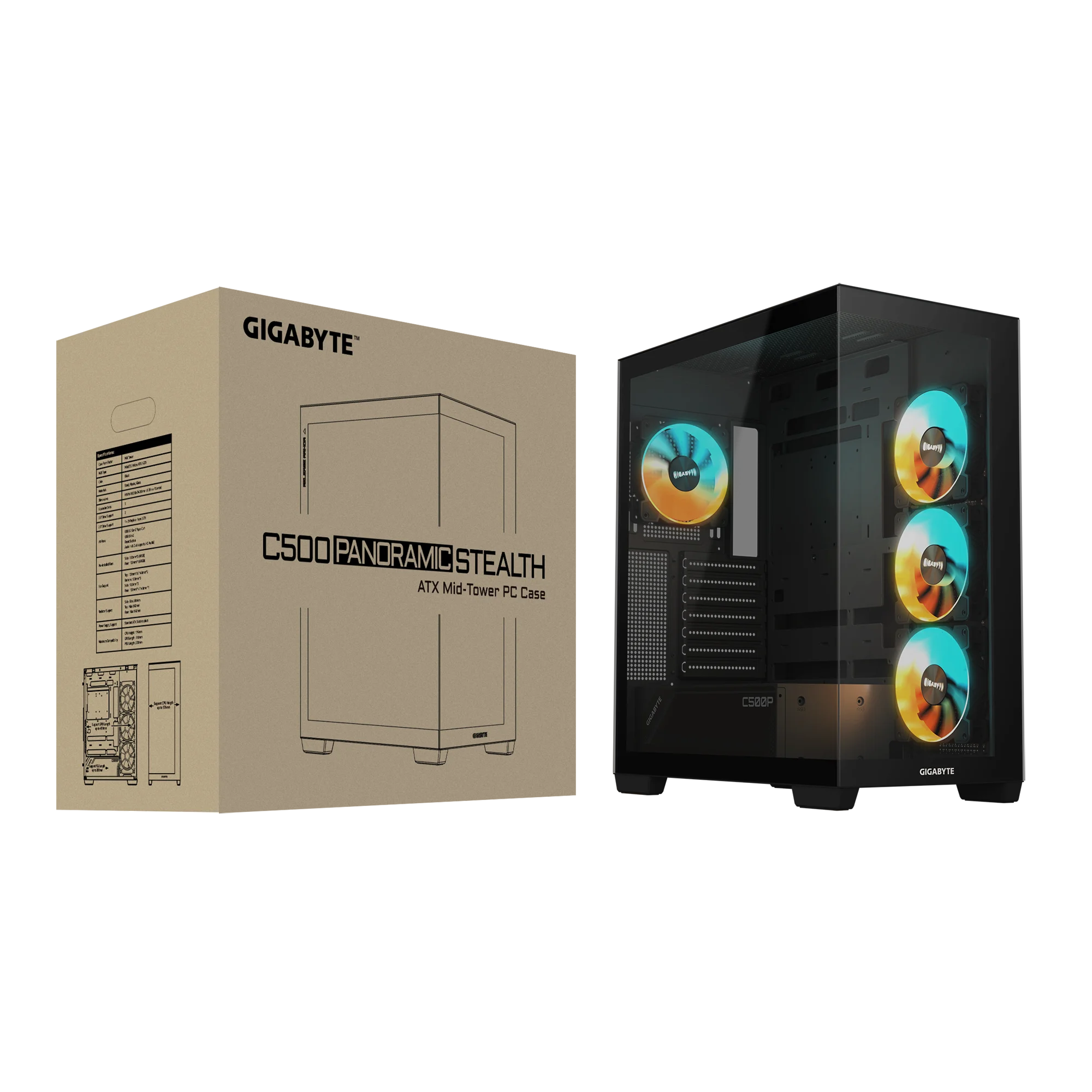 CASE GIGABYTE C500P STEALTH BLACK 4X FAN - Imagen 9