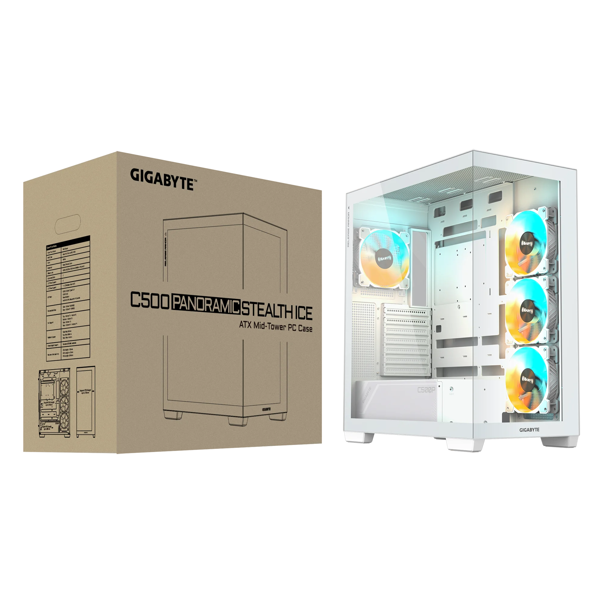 CASE GIGABYTE C500P STEALTH ICE 4X FAN - Imagen 9