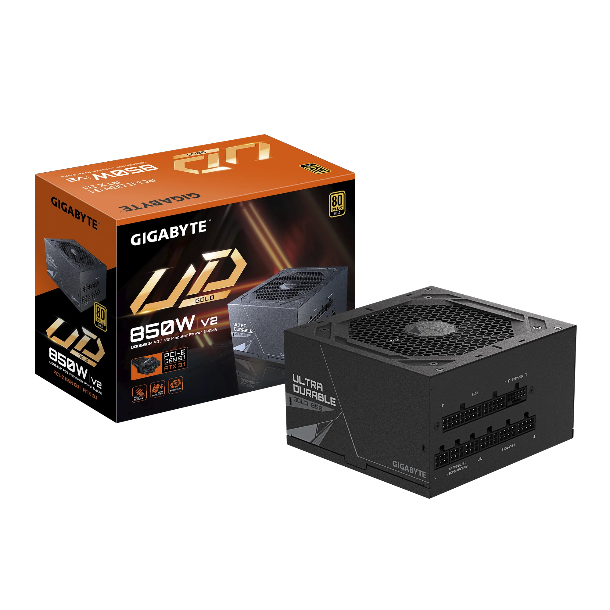 FUENTE DE PODER GIGABYTE UD V2 850W 80+ GOLD PCIE 5.1 ATX 3.1 - Imagen 8