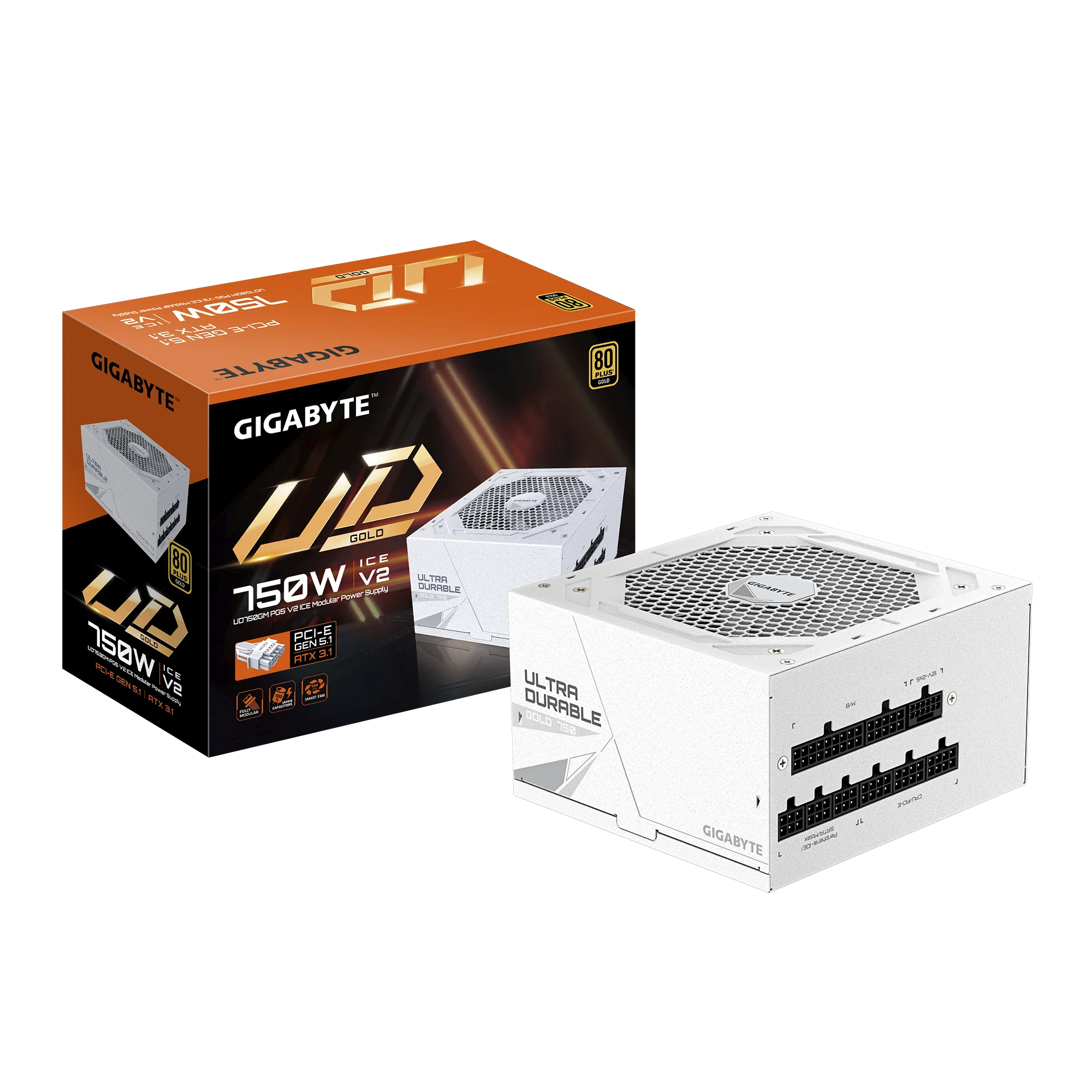 FUENTE DE PODER GIGABYTE UD ICE V2 750W 80+ GOLD PCIE 5.1 ATX 3.1 - Imagen 2