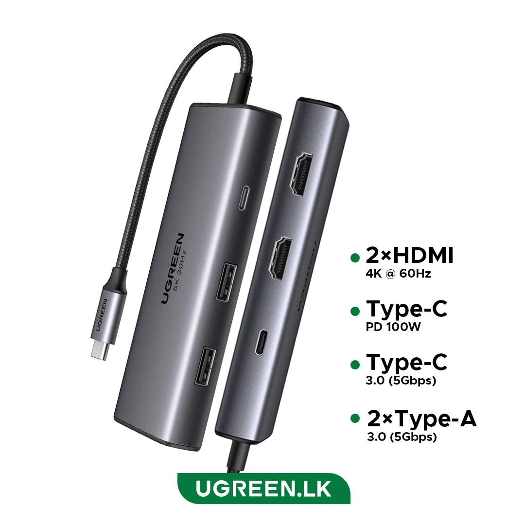 HUB UGREEN CM498 8K USB C 100W 6 EN 1 - Imagen 2