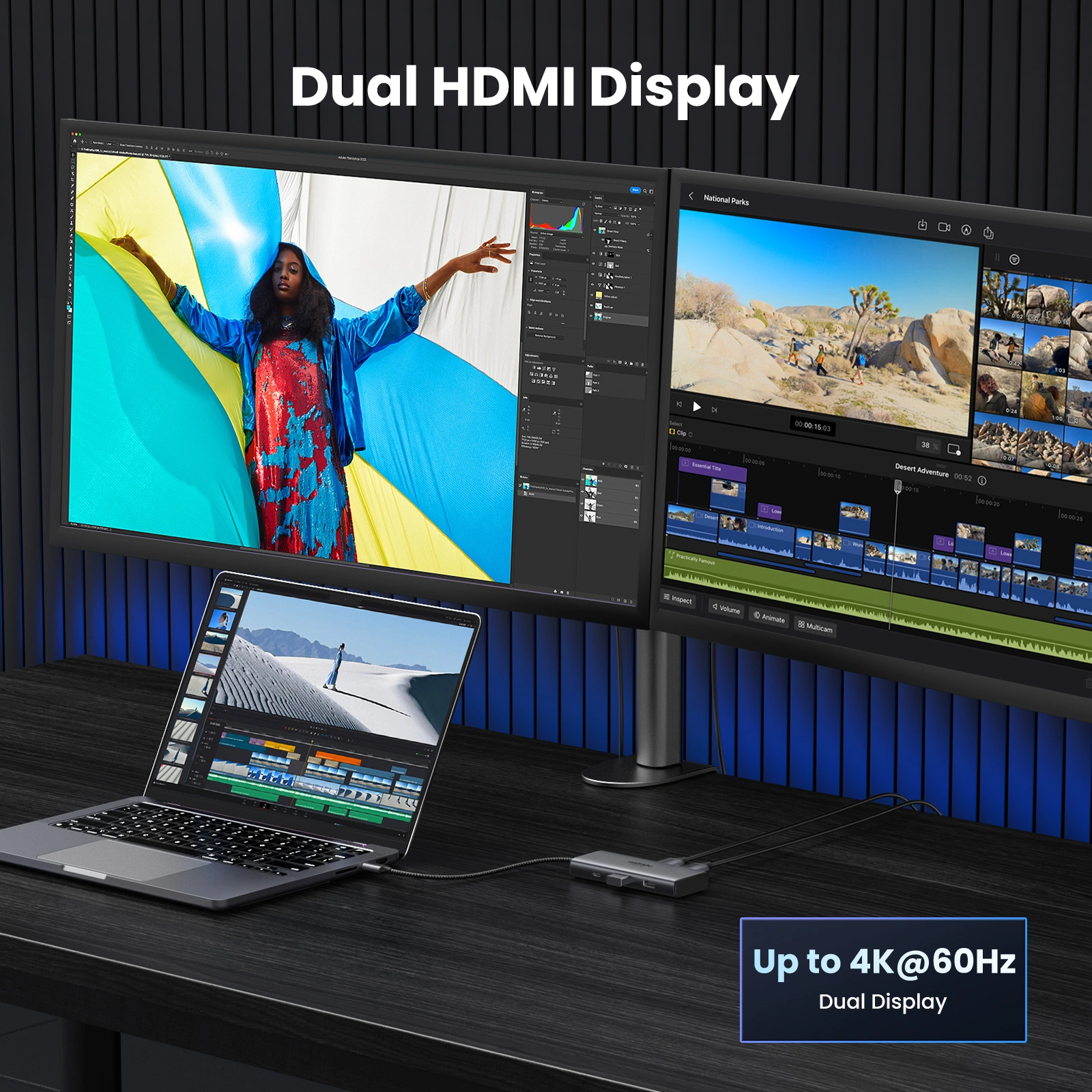 HUB UGREEN CM498 8K USB C 100W 6 EN 1 - Imagen 6