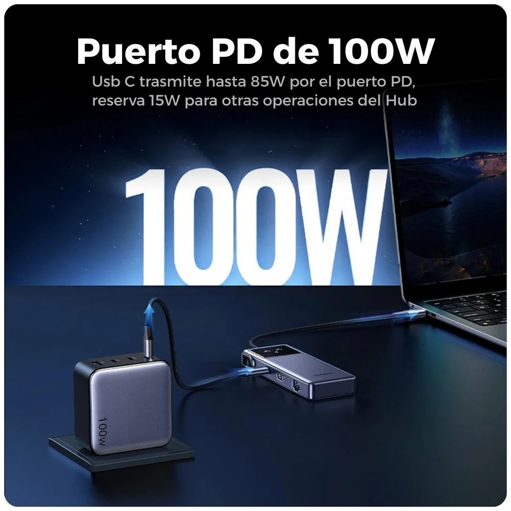 HUB UGREEN UNO CM888 USB C 100W 7 EN 1 - Imagen 7