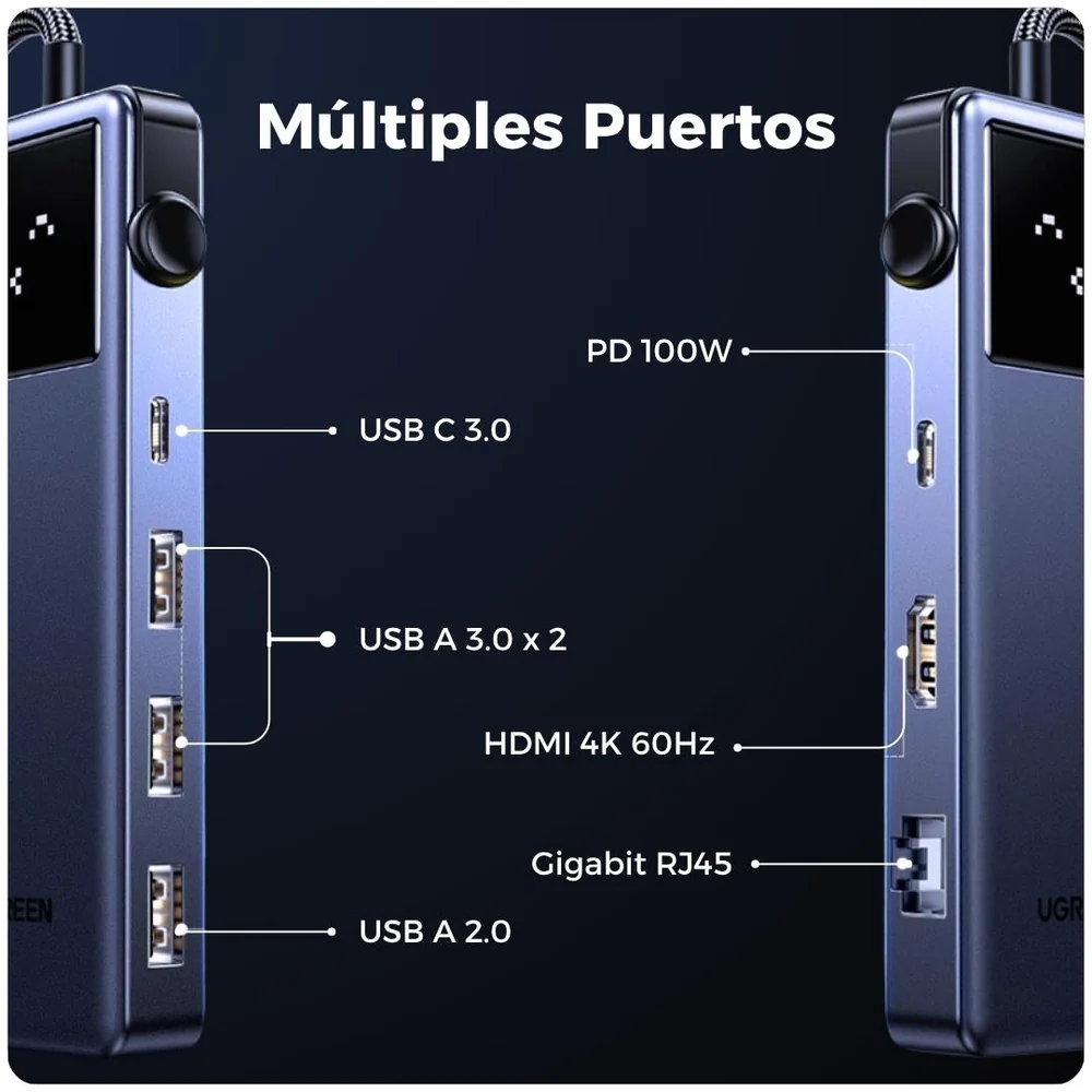 HUB UGREEN UNO CM888 USB C 100W 7 EN 1 - Imagen 6