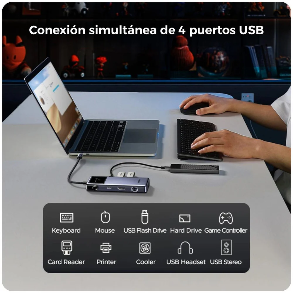 HUB UGREEN UNO CM888 USB C 100W 7 EN 1 - Imagen 4