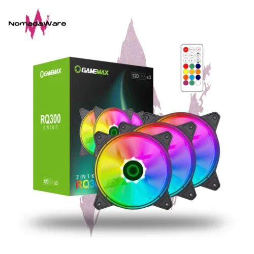 KIT DE VENTILADORES GAMEMAX RQ300 ARGB BLACK + SPLITTER