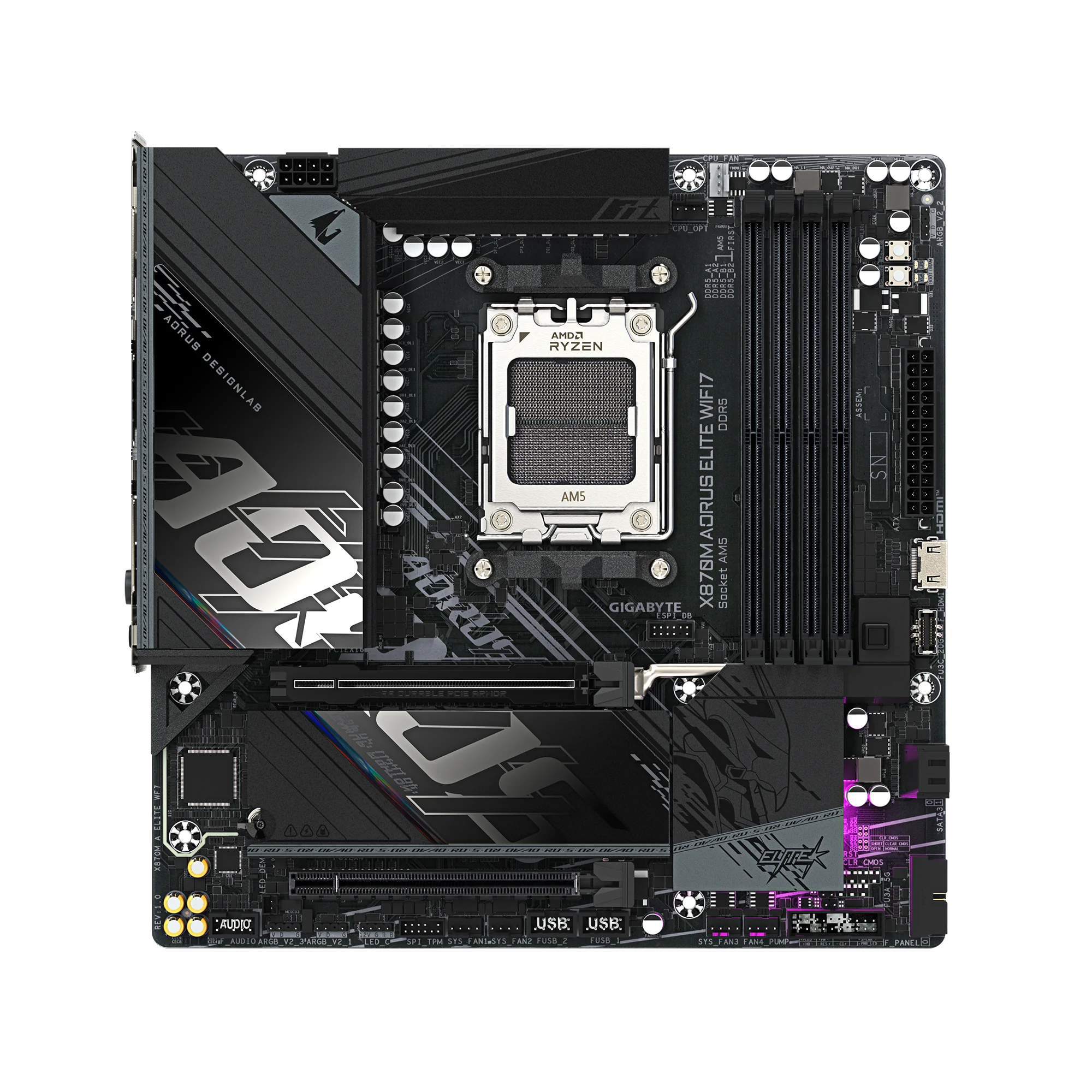 MOTHERBOARD GIGABYTE X870M AORUS ELITE WIFI7 AM5 - Imagen 3