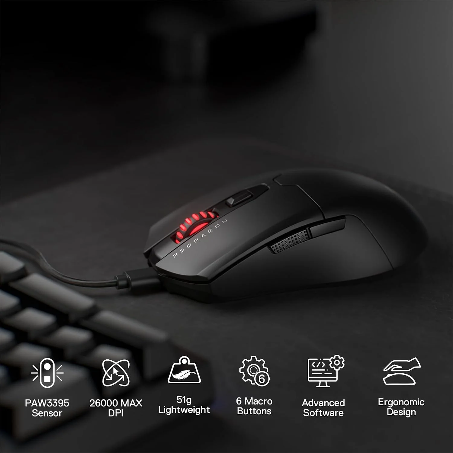 MOUSE REDRAGON FYZU ULTRA LIGHT M995 - Imagen 8