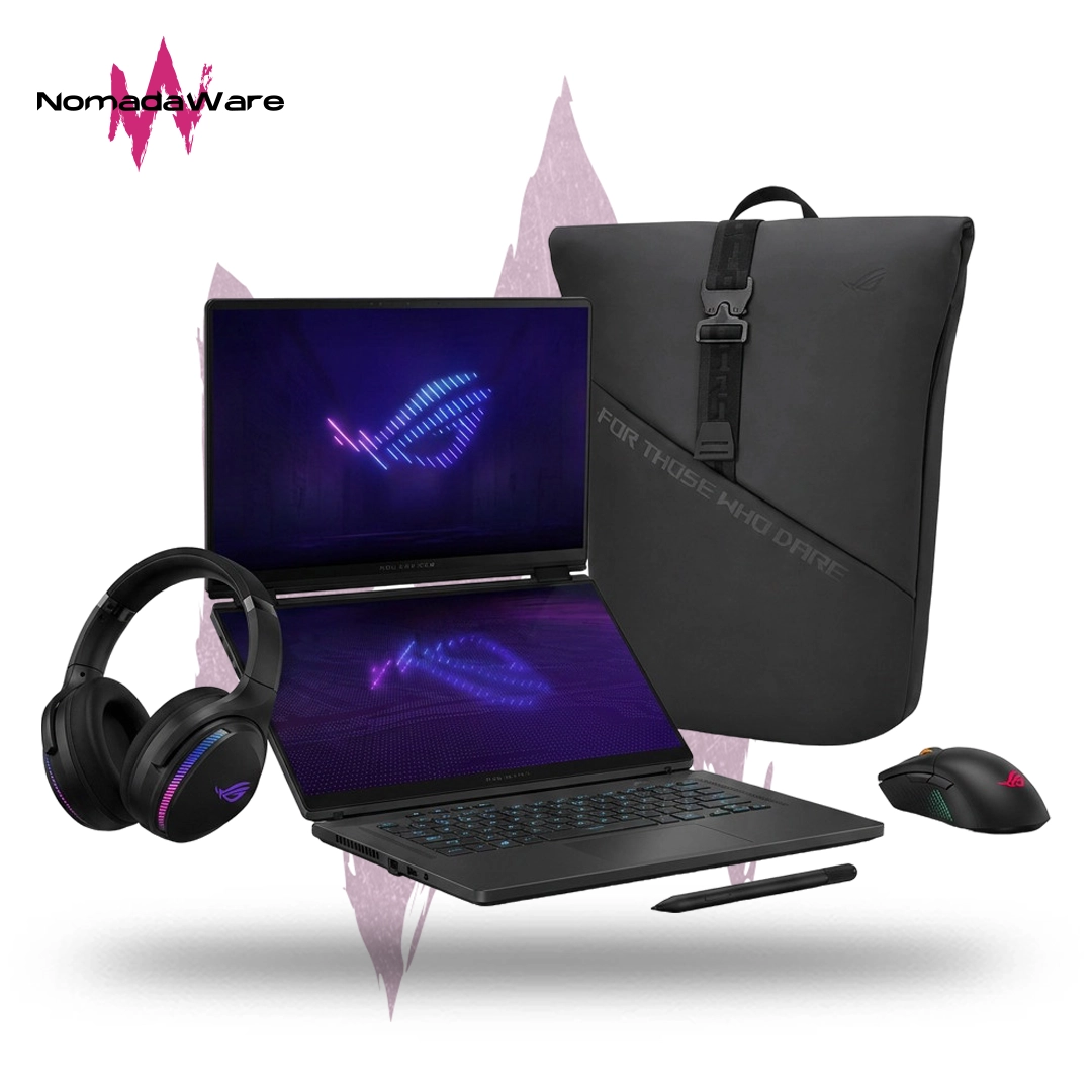 LAPTOP ASUS ROG ZEPHYRUS DUO 16 OLED INTEL ULTRA 9 386H +64GB RAM +2TB SSD +RTX 5090 24GB +MOCHILA MOUSE AUDIFONO Y STYLUS