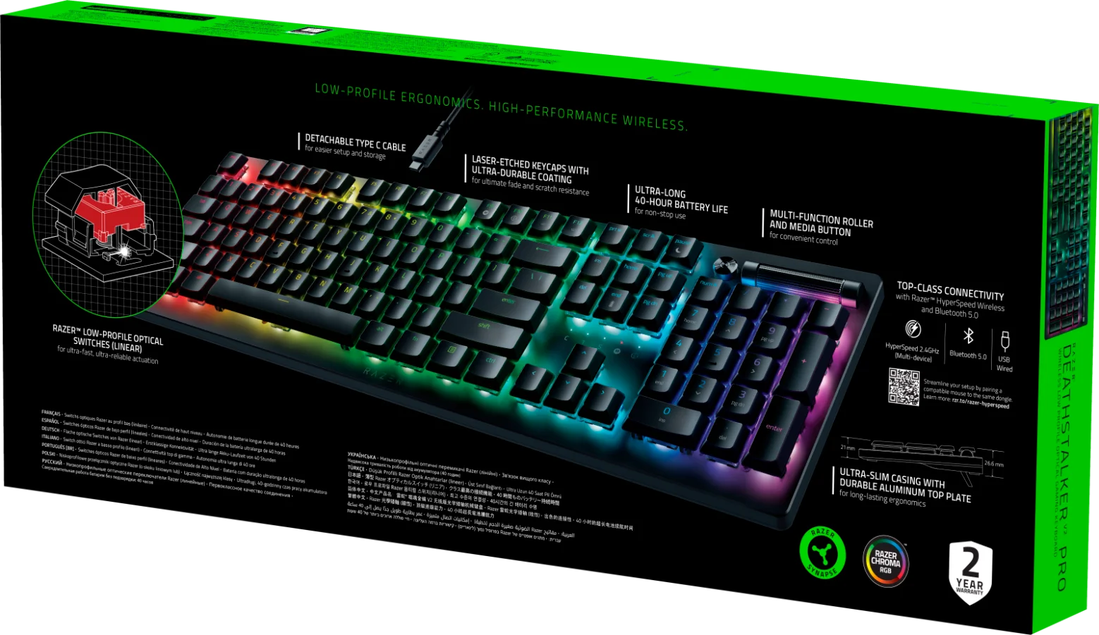 Teclado Razer DeathStalker V2 Low Profile - Switch Óptico Red