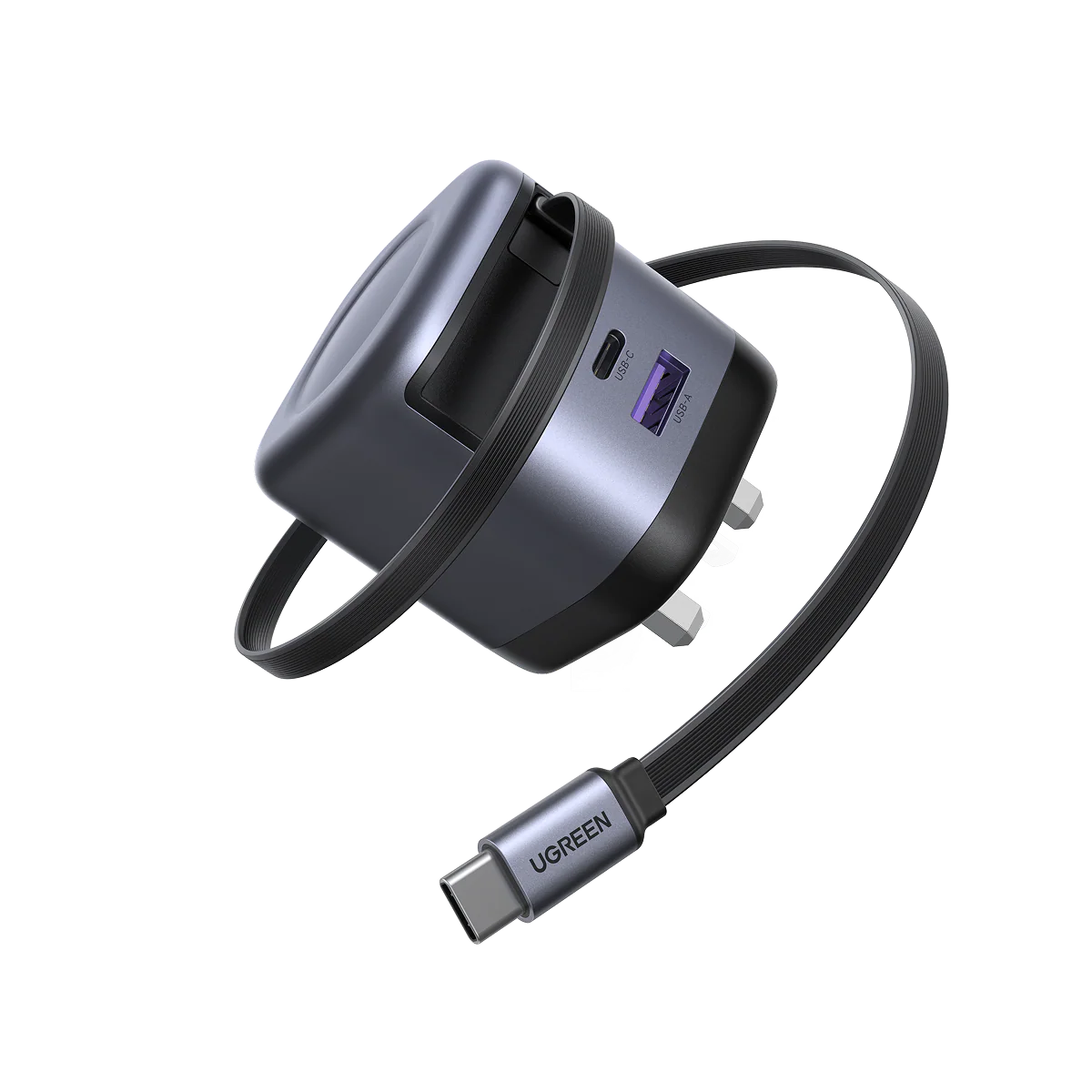 CARGADOR UGREEN NEXODE PRO X614 CON CABLE RETRACTIL 45W - Imagen 2