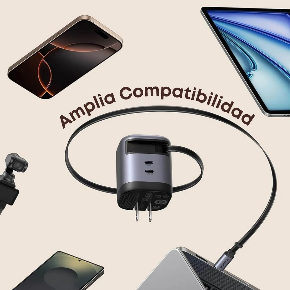 CARGADOR UGREEN NEXODE PRO X614 CON CABLE RETRACTIL 45W - Imagen 8